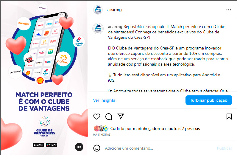 #Repost @creasaopaulo  Match perfeito é com o Clube de Vantagens! Conheça os